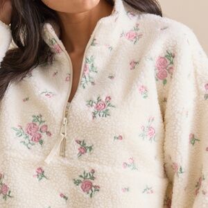 Altar'd State Celine Embroidered Floral Sherpa Jacket